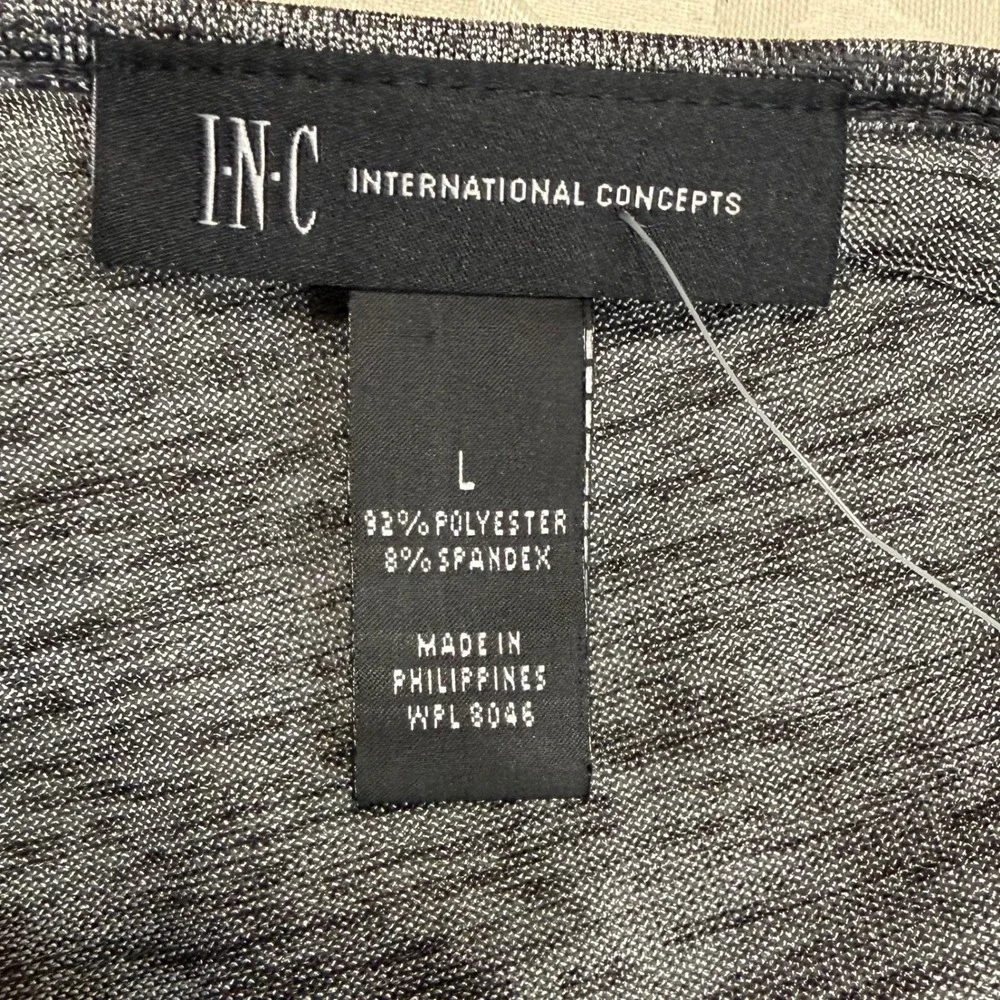 INC International Concepts Knit Top Womens Large Silver Metallic Shimmer Gothic